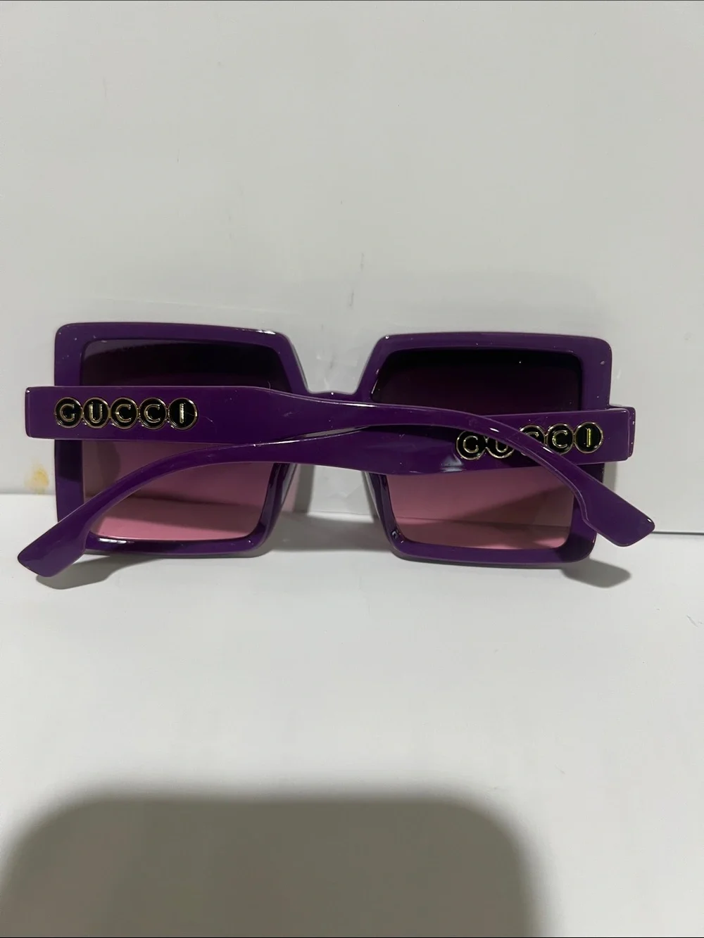Gucci Purple Square Gradient Sunglasses with Gold Accents